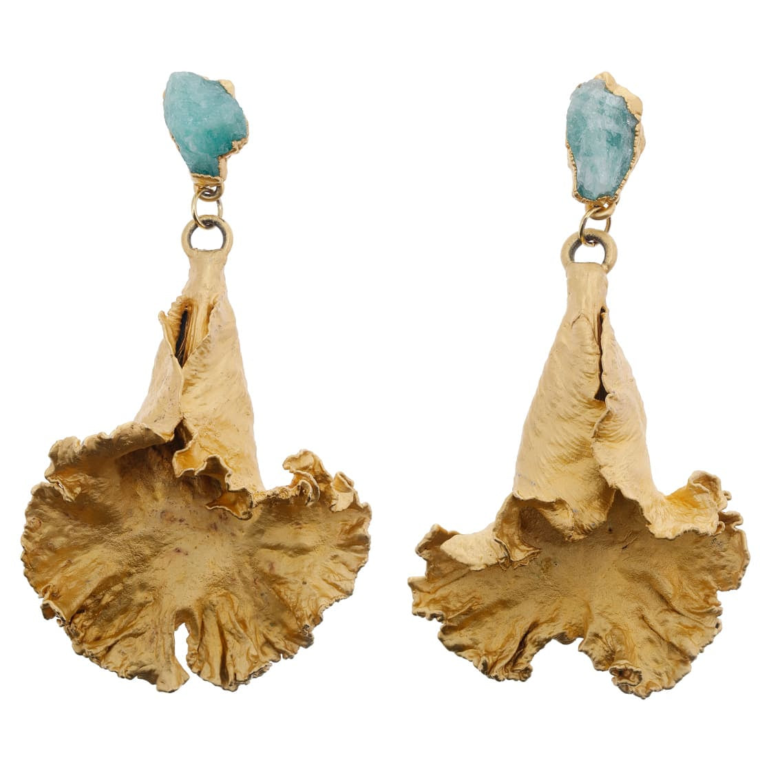 Orchid Labellum and Raw Emerald Earrings - EVAMAIA