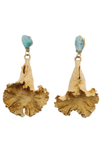 Orchid Labellum and Raw Emerald Earrings - EVAMAIA