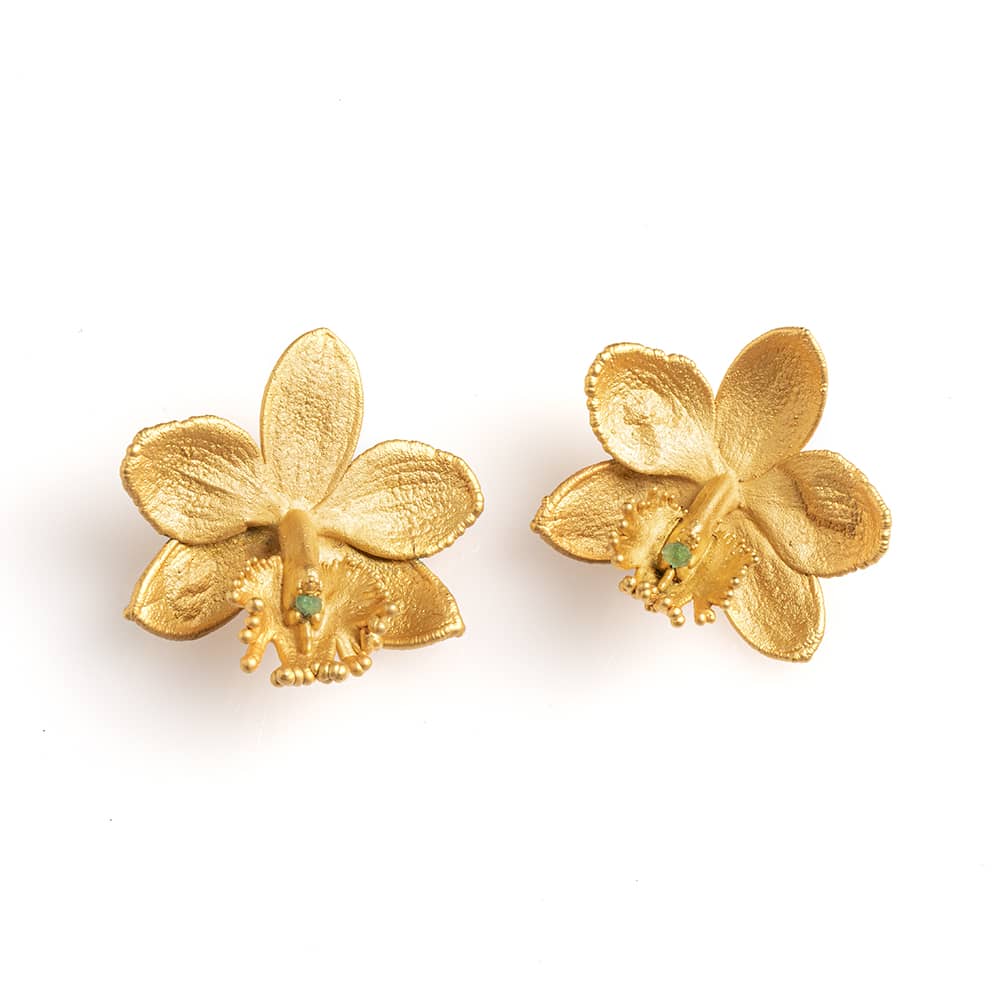 Orchid Studs with Rough Emeralds - EVAMAIA