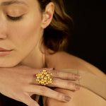 Peppermint Seeds and Raw Emerald Adjustable Ring - EVAMAIA
