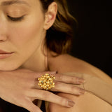 Peppermint Seeds and Raw Emerald Adjustable Ring - EVAMAIA