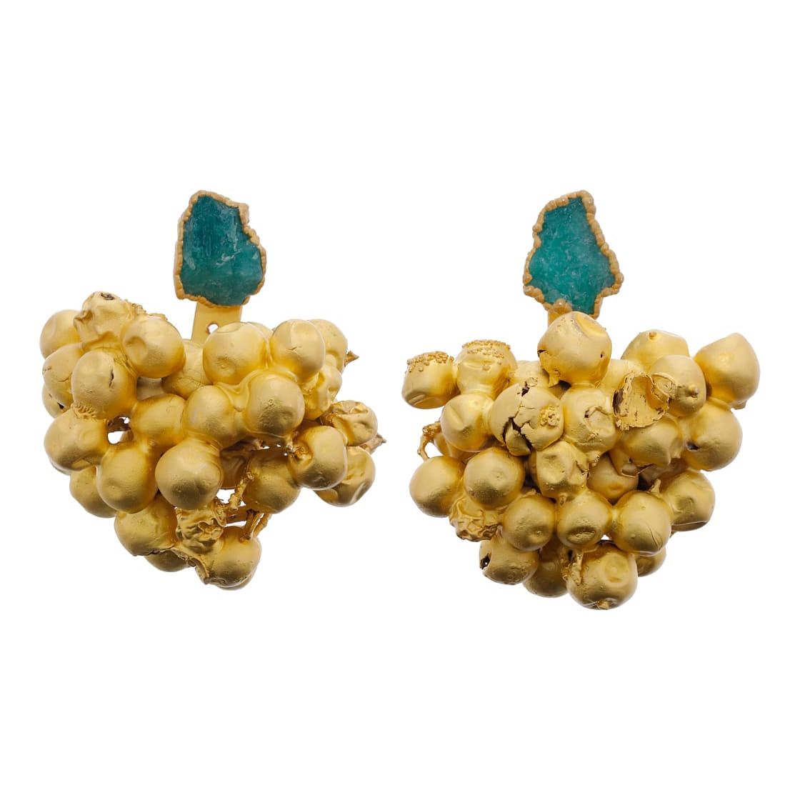 Peppermint Seeds Earrings with Raw Emeralds - EVAMAIA