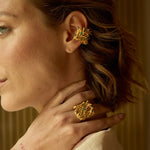 Pine and Raw Emeralds Ear Cuff - EVAMAIA