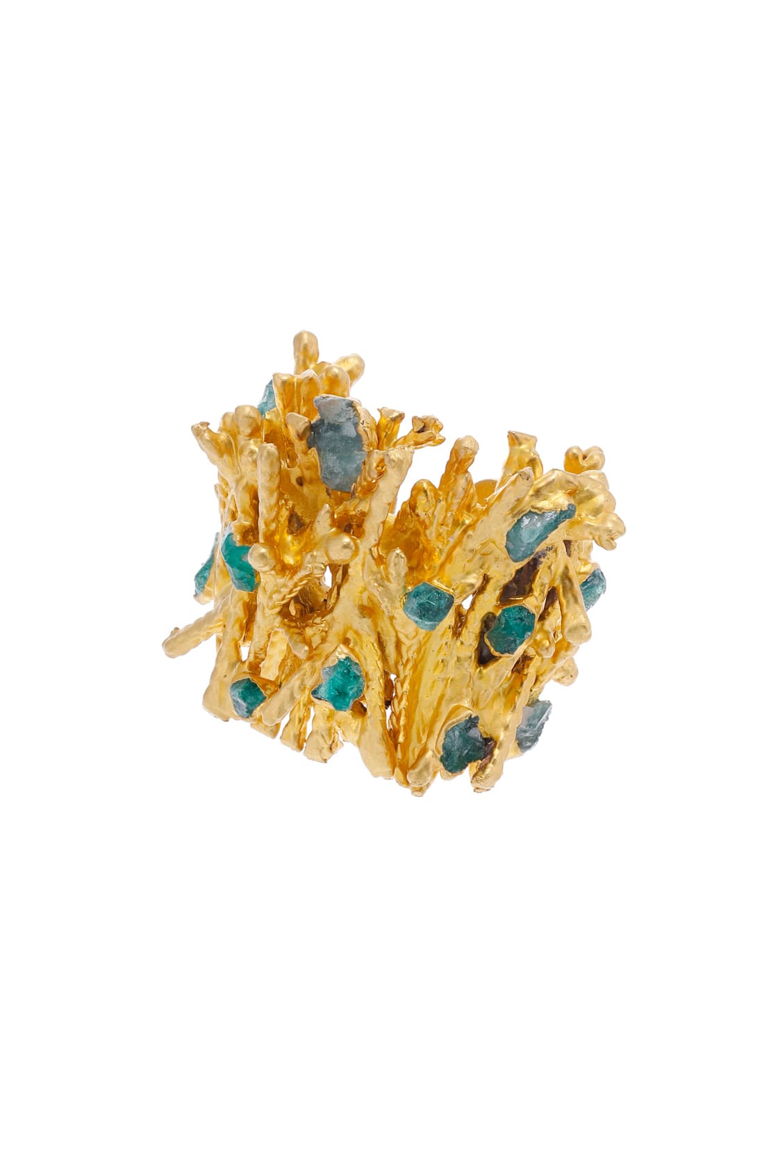 Pine and Raw Emeralds Ear Cuff - EVAMAIA