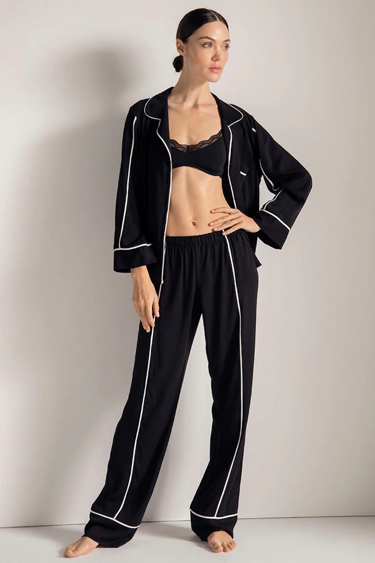 Piped PJ Pant Set - EVAMAIA
