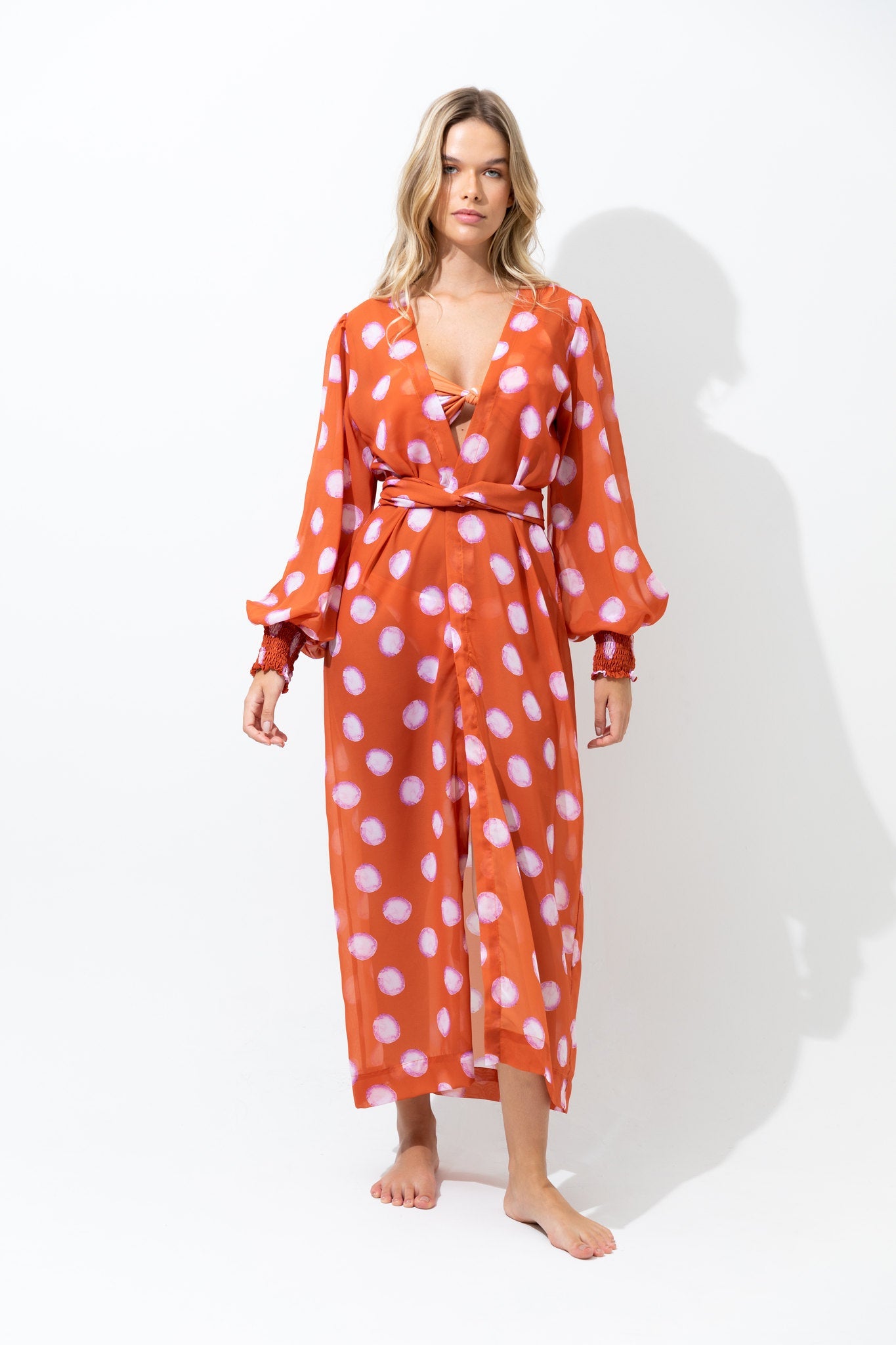 Polka Dot Chiffon Kimono - One Size - EVAMAIA