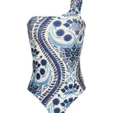 Rania Blue Tumaco One Shoulder One Piece Swimsuit - EVAMAIA