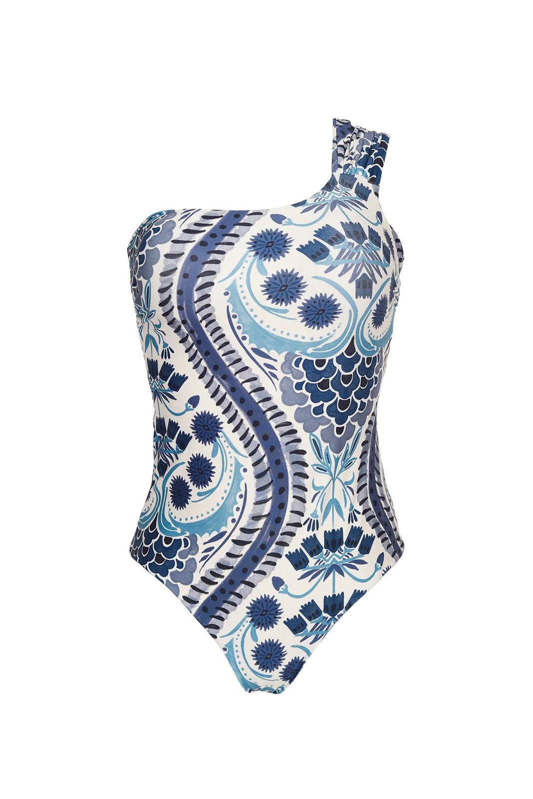 Rania Blue Tumaco One Shoulder One Piece Swimsuit - EVAMAIA