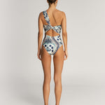 Rania Blue Tumaco One Shoulder One Piece Swimsuit - EVAMAIA