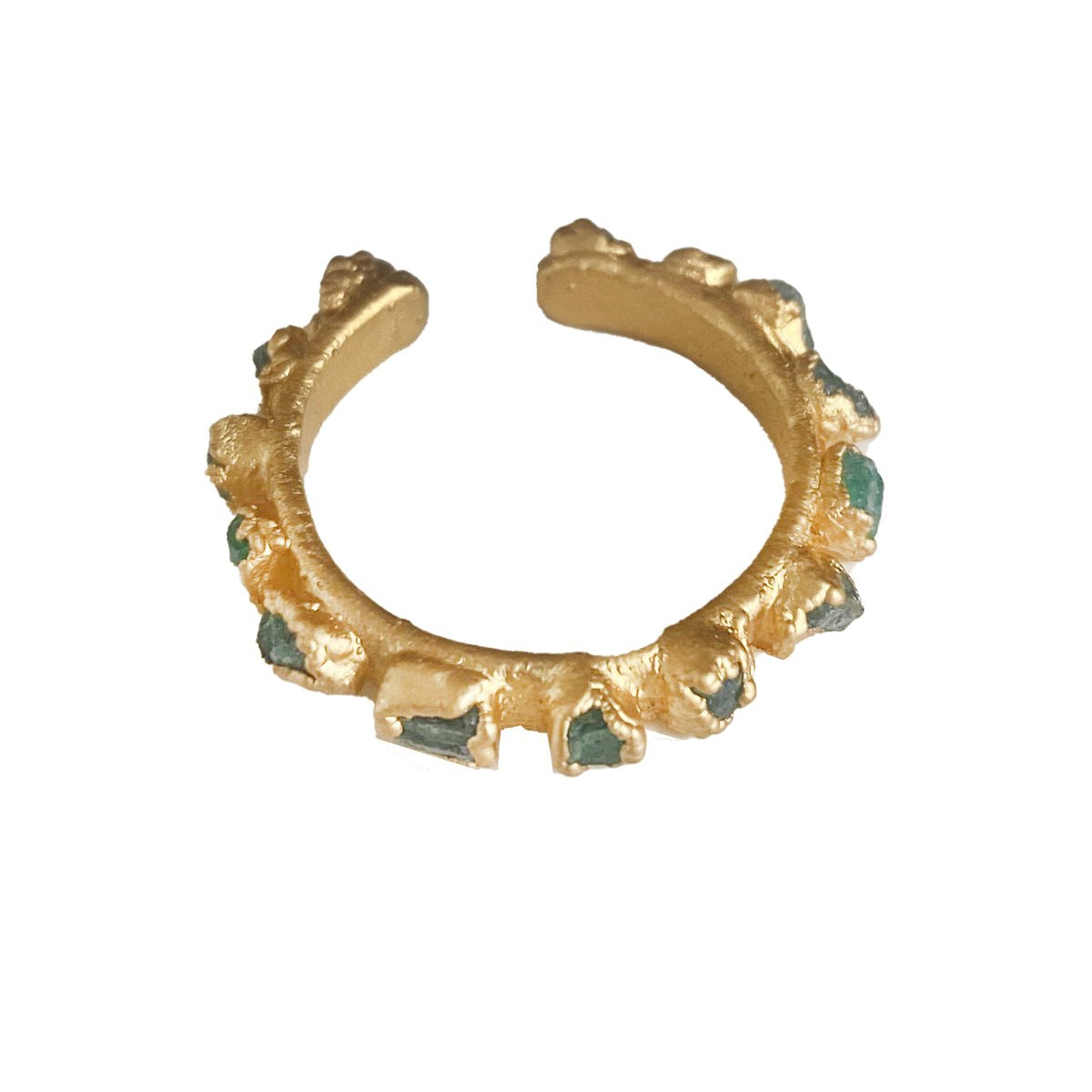 Raw Emerald Ear Cuff and Ring - EVAMAIA
