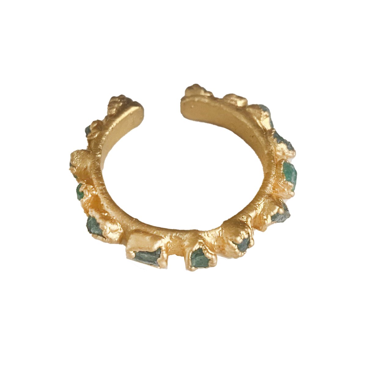 Raw Emerald Ear Cuff and Ring - EVAMAIA