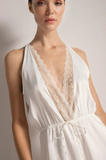 Romper PJ with Two-Tone Lace Detail and Back Strap - EVAMAIA