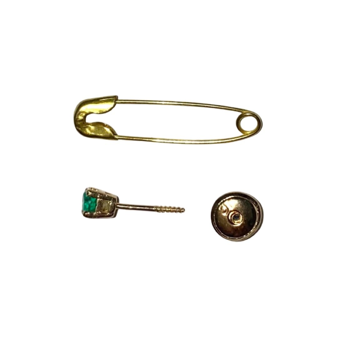 Round Emerald Stud Earrings - EVAMAIA