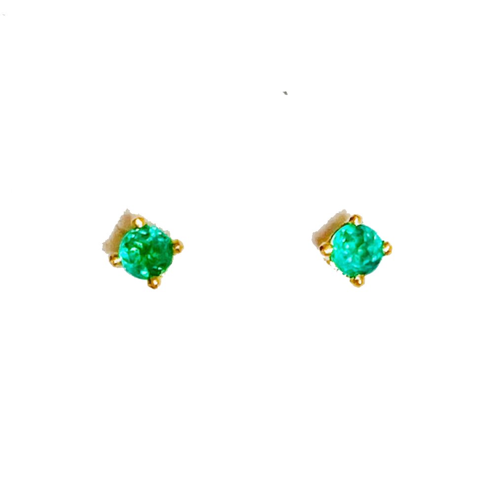 Round Emerald Stud Earrings - EVAMAIA