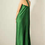 Satin Dress in Emerald Green - EVAMAIA