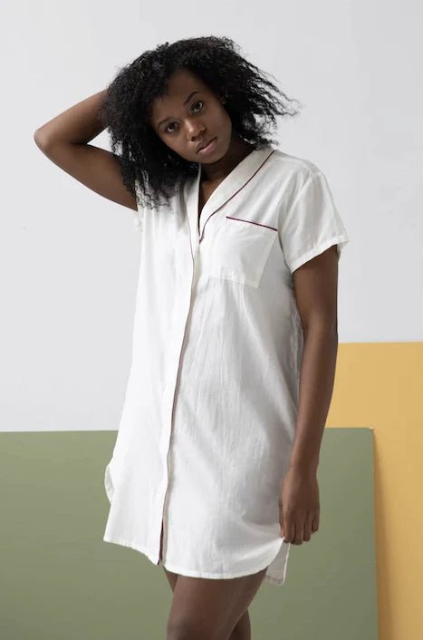 Shawl Collar Boyfriend Shirt in Lino - EVAMAIA