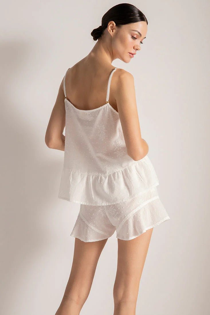 Shorts PJ Set with Embroidery Detail - EVAMAIA
