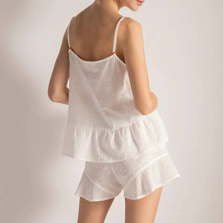 Shorts PJ Set with Embroidery Detail - EVAMAIA