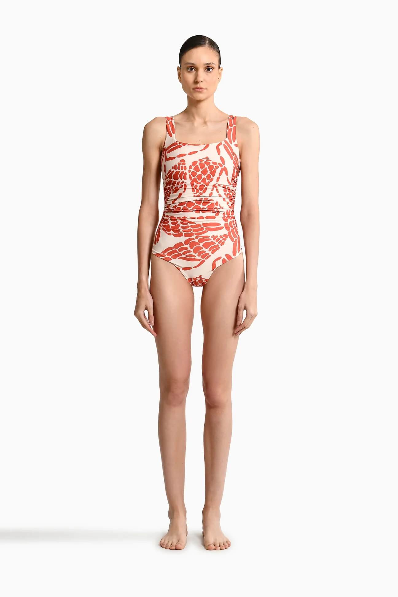 Sole One Piece Swimsuit in Orange Mare - EVAMAIA