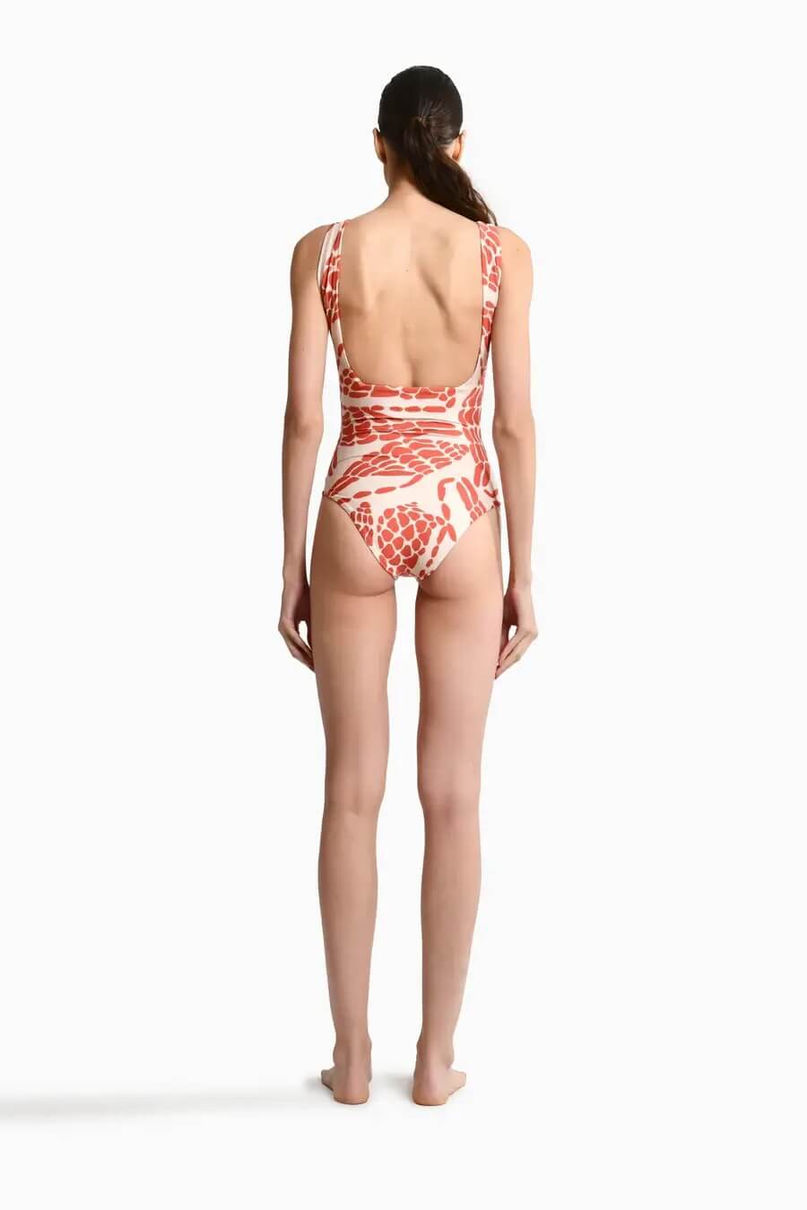 Sole One Piece Swimsuit in Orange Mare - EVAMAIA