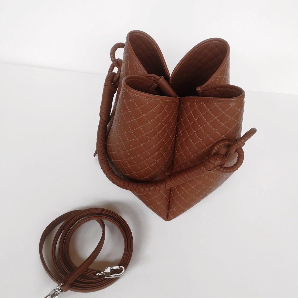 Tulip Bucket Bag in Brown - EVAMAIA