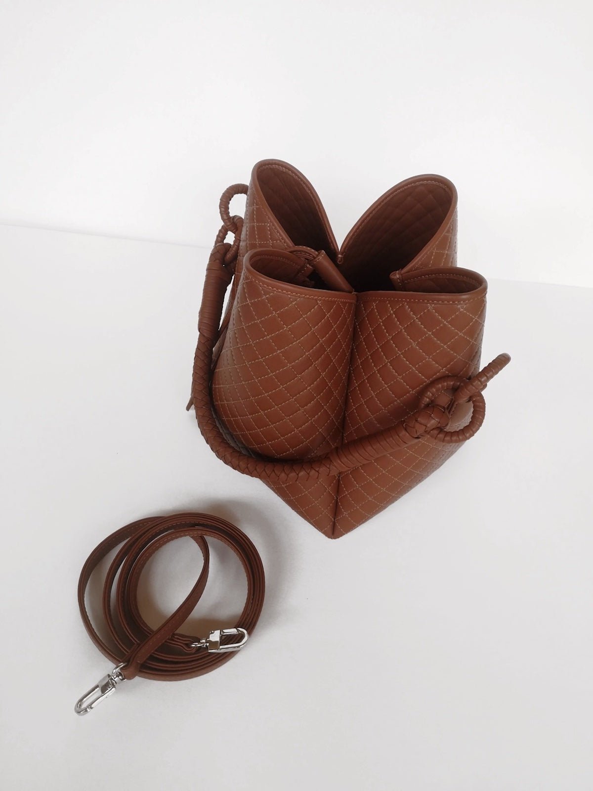 Tulip Bucket Bag in Brown - EVAMAIA