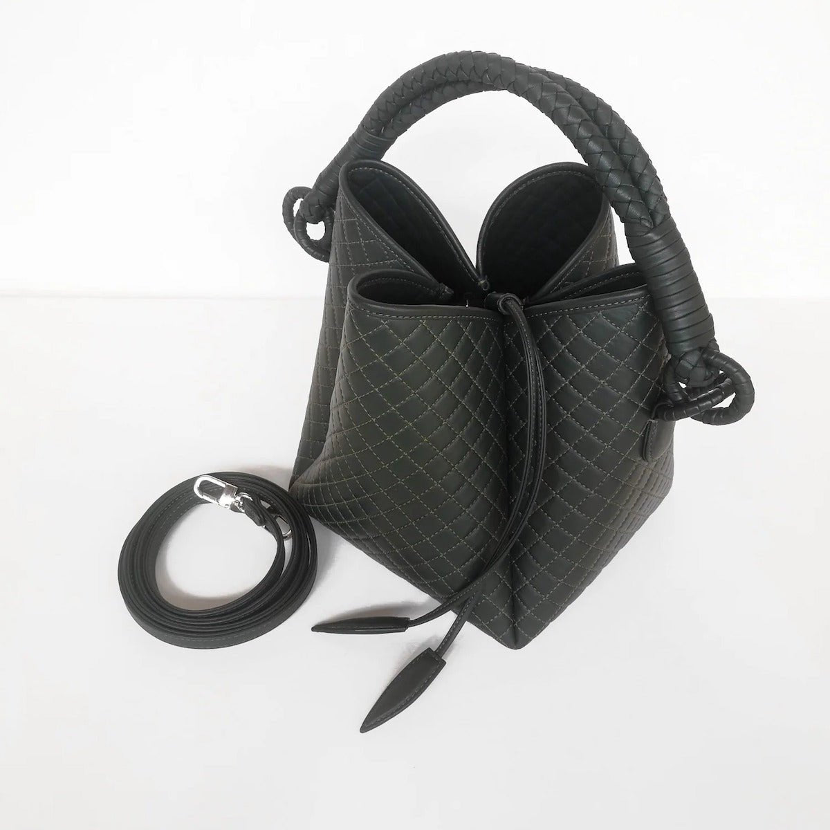 Tulip Bucket Bag in Green - EVAMAIA