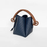 Tulip Bucket Bag in Navy & Camel - EVAMAIA