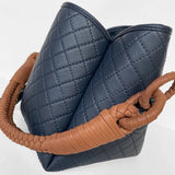 Tulip Bucket Bag in Navy & Camel - EVAMAIA