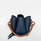 Tulip Bucket Bag in Navy & Camel - EVAMAIA