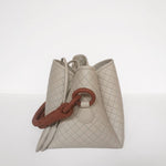 Tulip Bucket Bag in Off White & Brandy - EVAMAIA