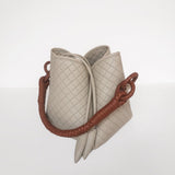 Tulip Bucket Bag in Off White & Brandy - EVAMAIA