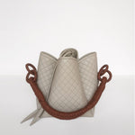 Tulip Bucket Bag in Off White & Brandy - EVAMAIA