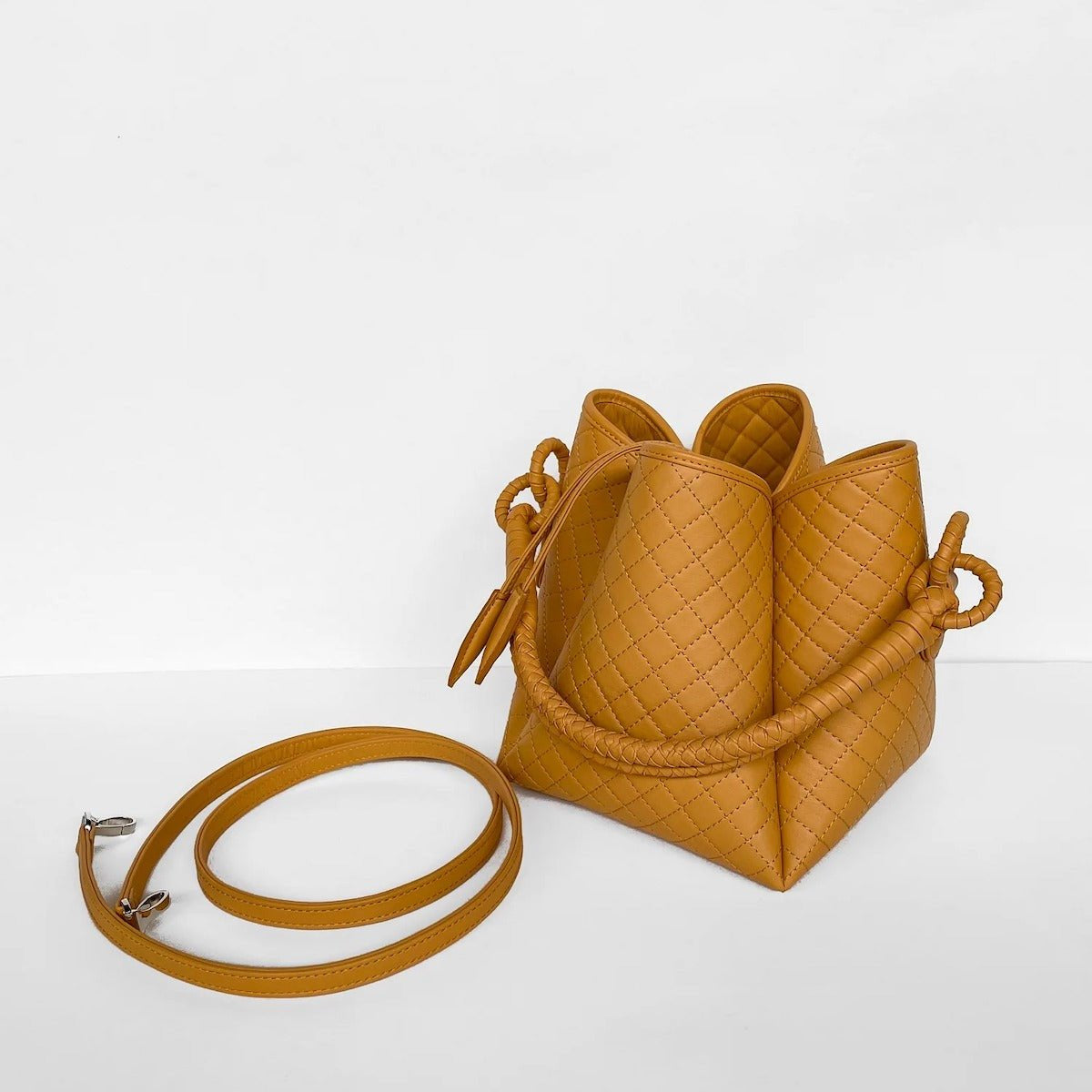 Tulip Bucket Bag in Yellow Ochre - EVAMAIA