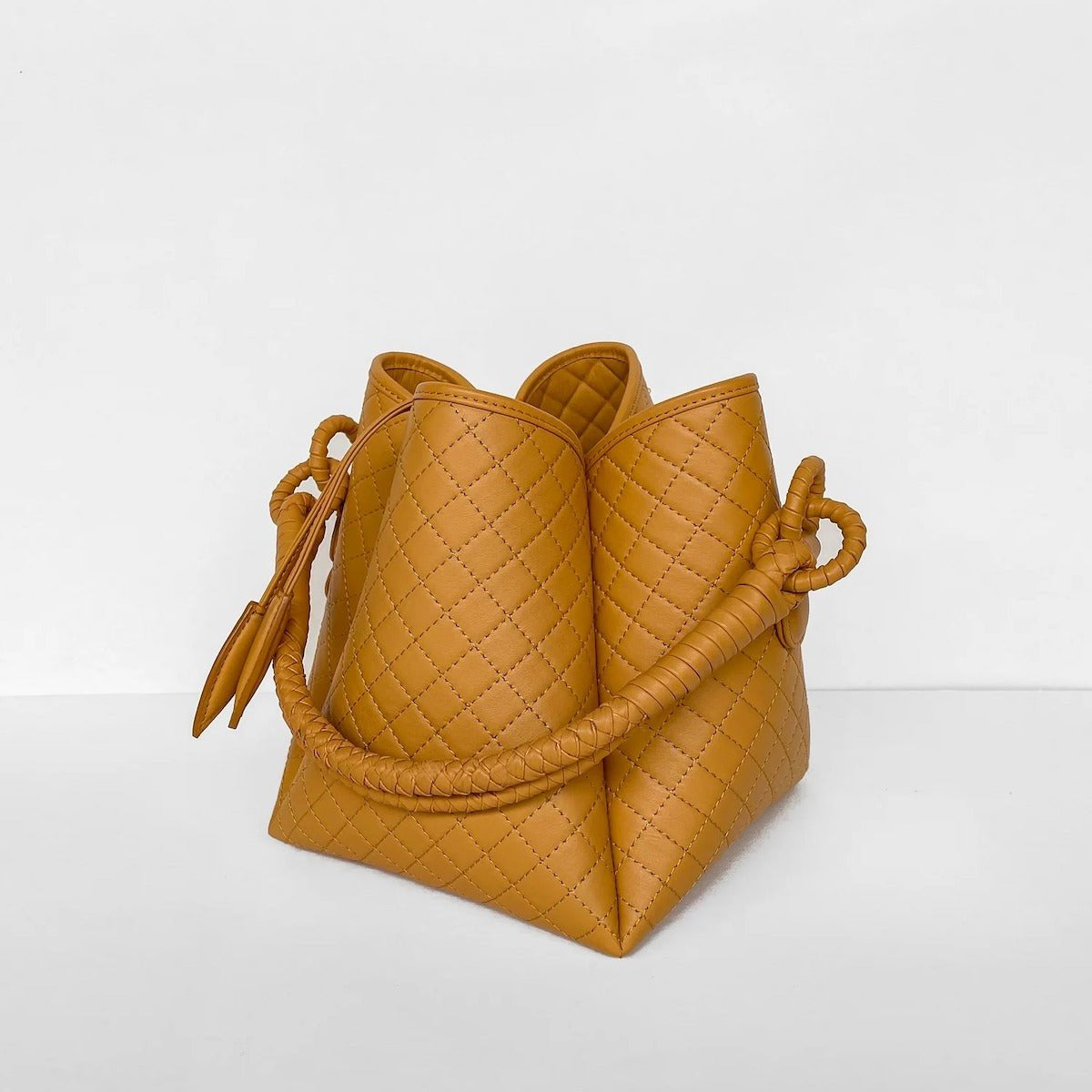 Tulip Bucket Bag in Yellow Ochre - EVAMAIA