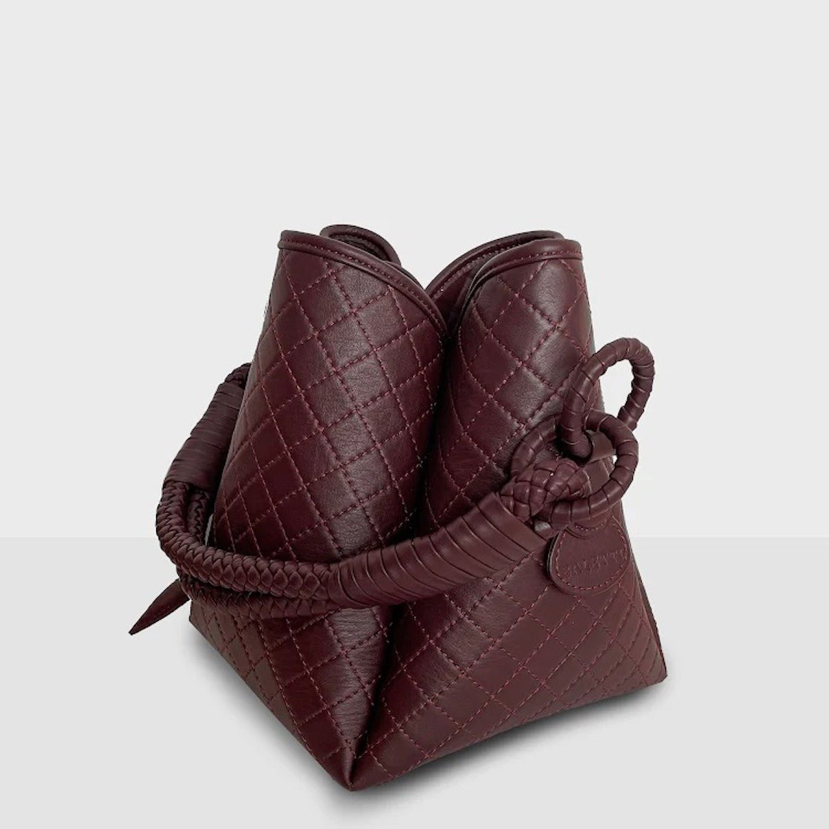 Tulip Mini Bucket Bag in Burgundy - EVAMAIA