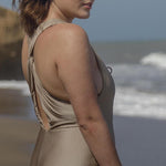 Twisted Back and Deep Neckline One Piece Swimsuit - EVAMAIA