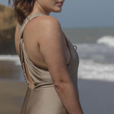 Twisted Back and Deep Neckline One Piece Swimsuit - EVAMAIA