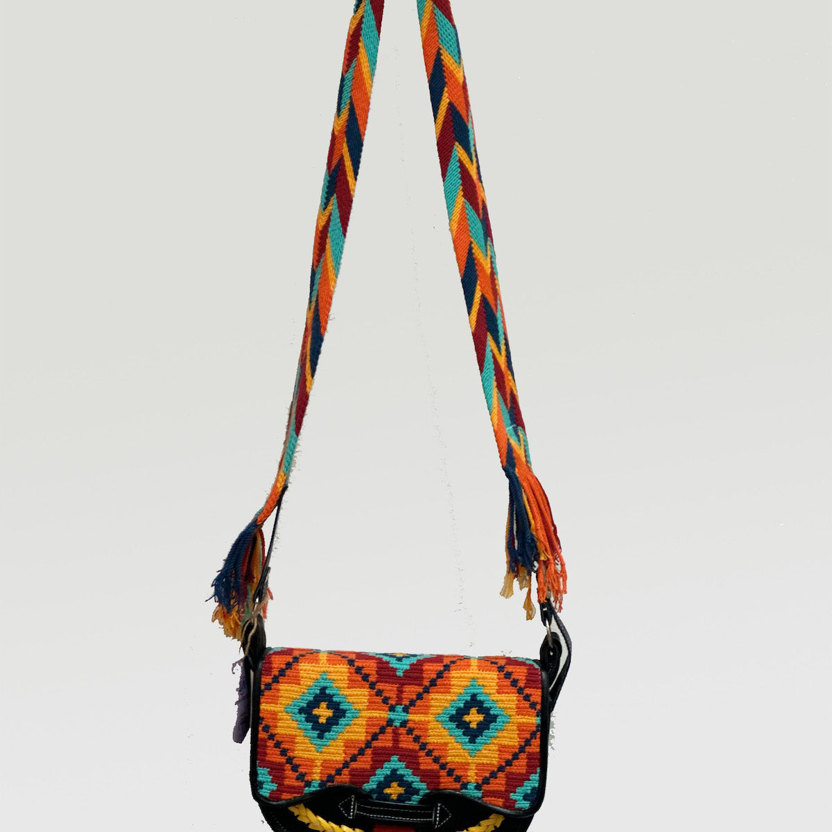 Colorful crossbody carriel bag. 