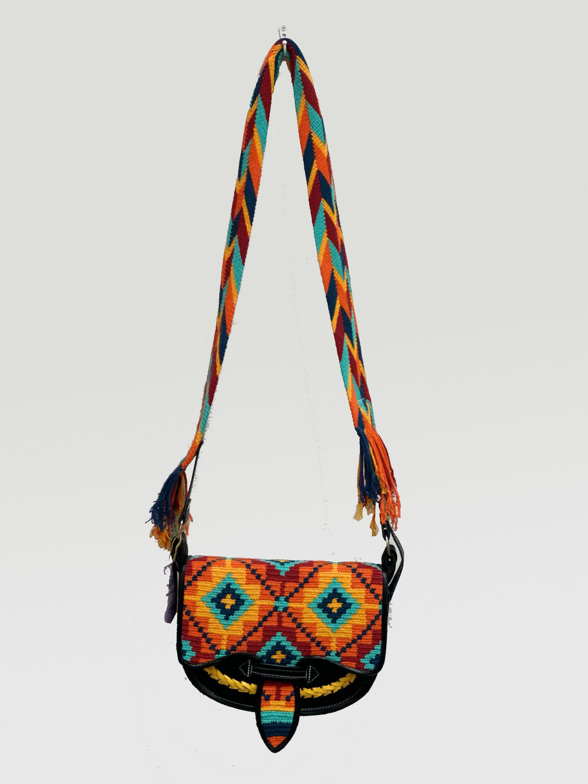Colorful crossbody carriel bag. 