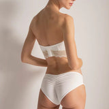 White Bikini Cut Panty with Two-Tone Lace Detail - EVAMAIA