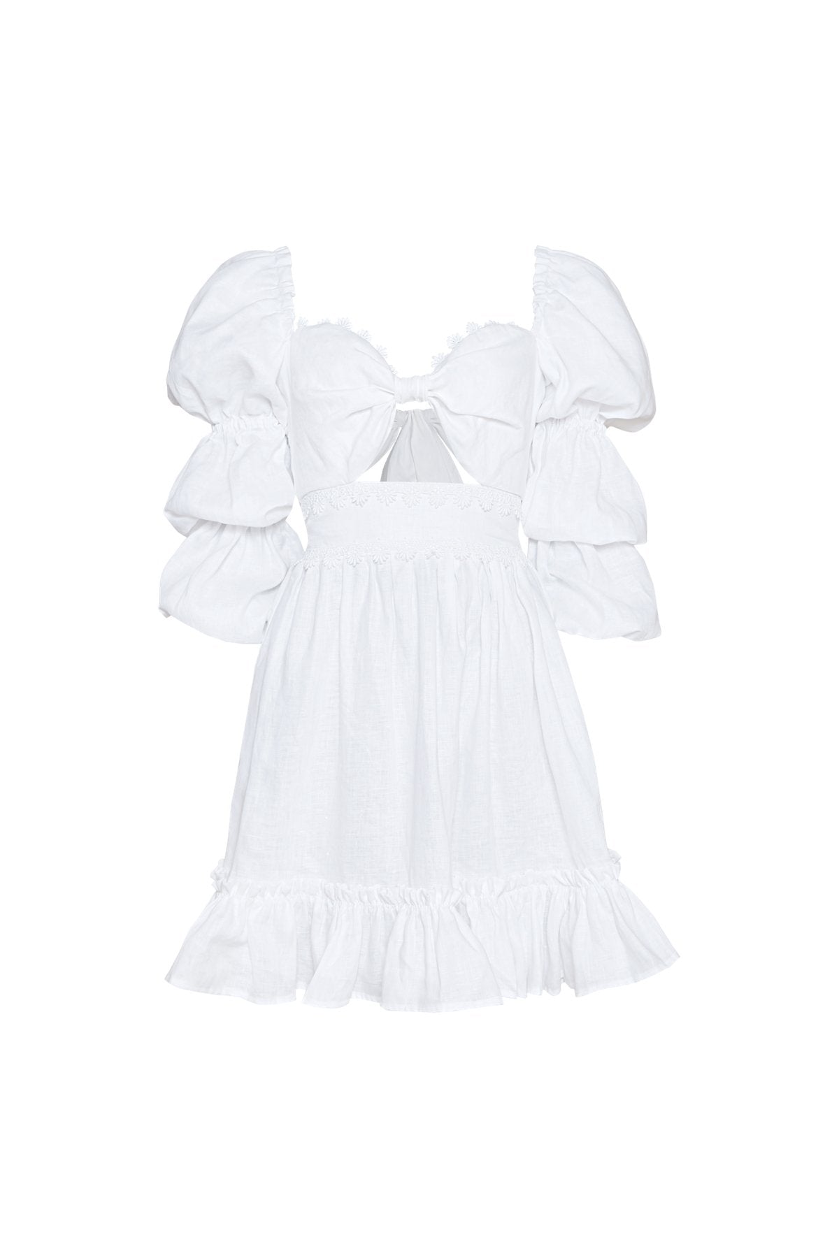 White Calendula Mini Dress - EVAMAIA